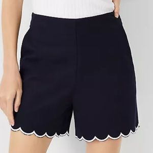 Ann Taylor navy blue shorts with white scalloped trim and side zip. NWT Size 4